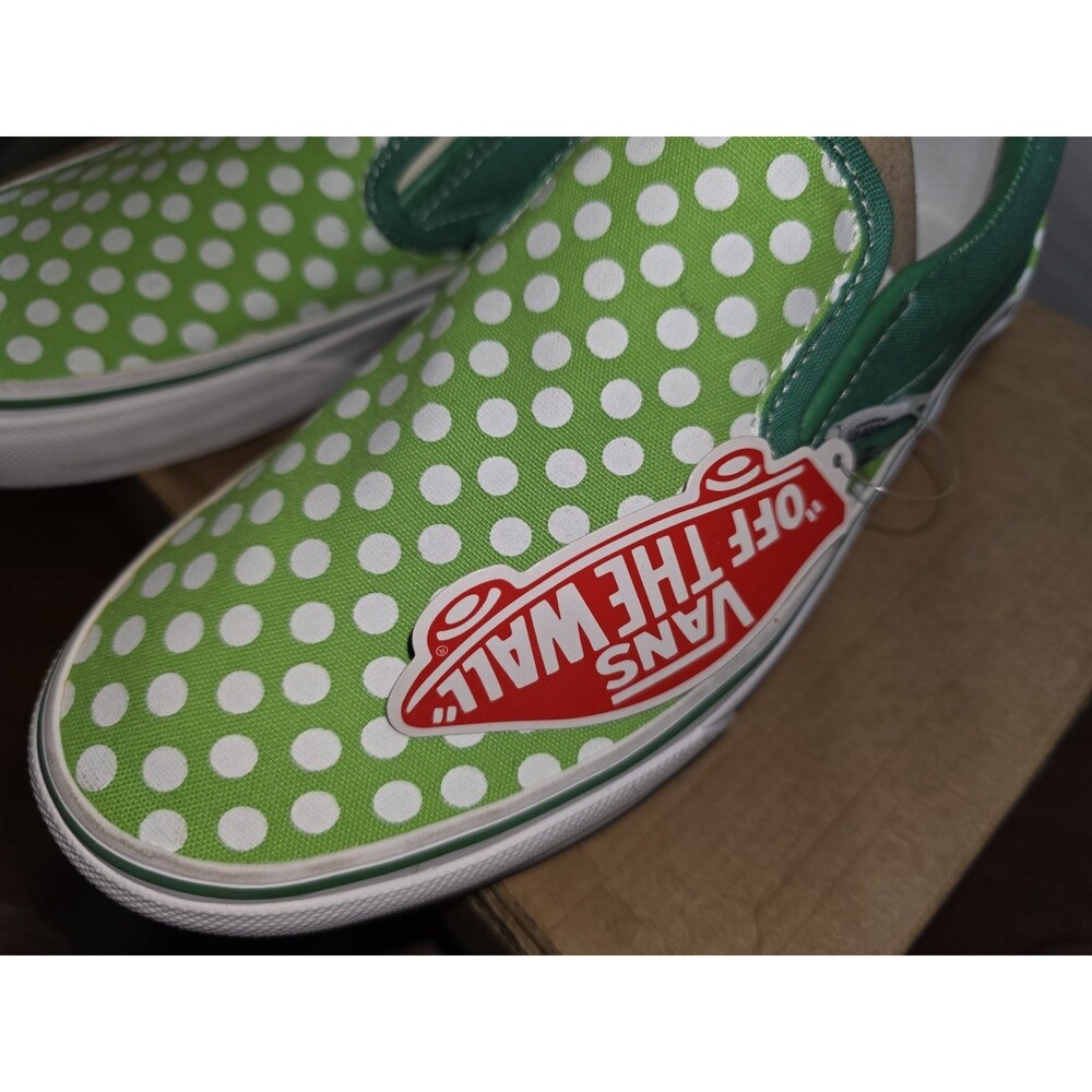 Vans Classic Slip On Polka Dot Lime Green White Womens 8 Mens 6.5 NWOB - Picture 2 of 9